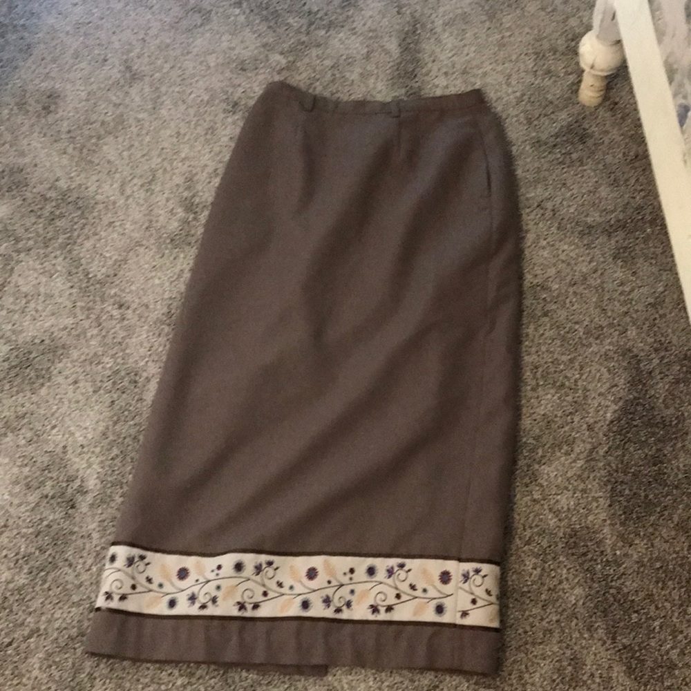 NWOT Christopher Banks long olive green skirt